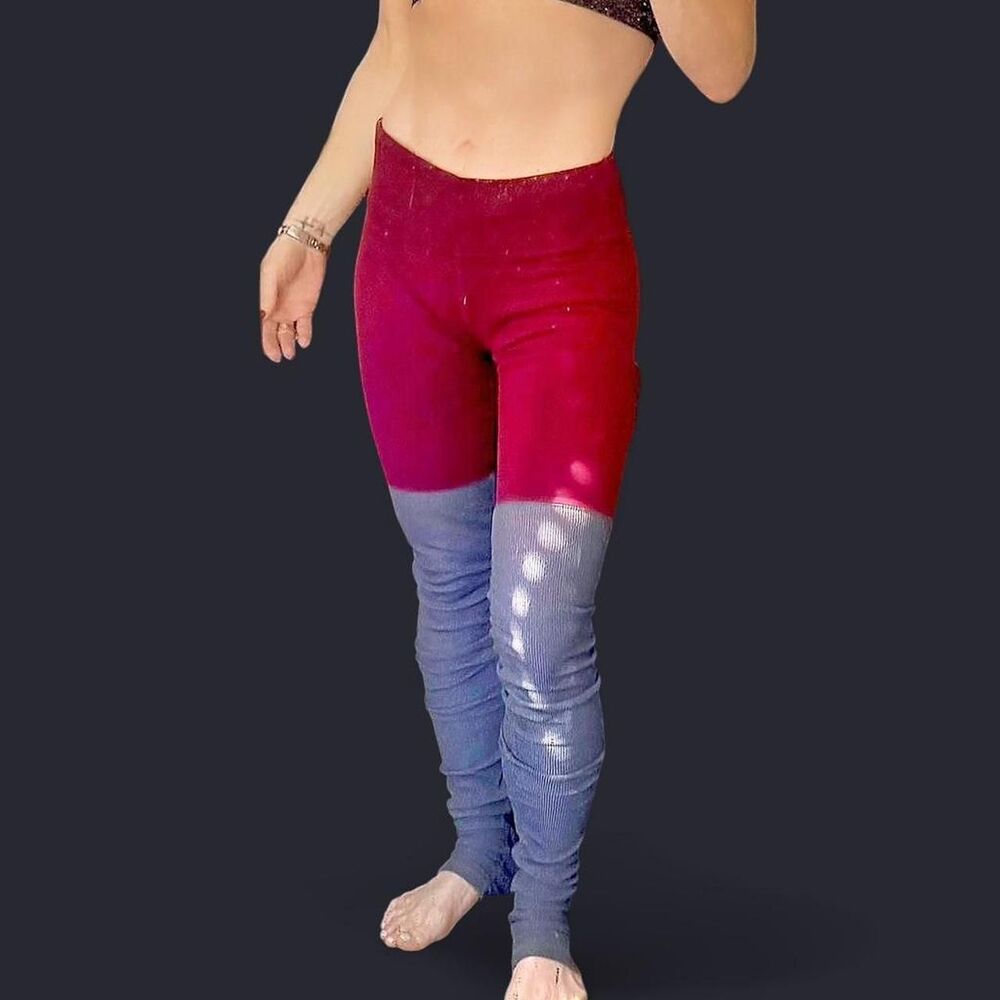 Alo Yoga Goddess Leggings Low Rise Burgundy Heather Gray Size Medium
